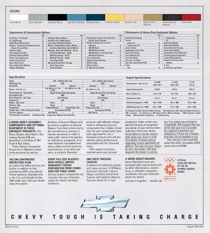 1984 Chevrolet Blazer Brochure Page 1